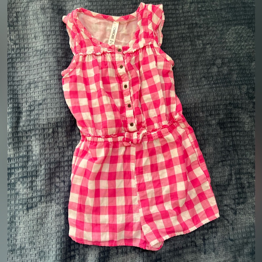 Pink and white  checkered romper
